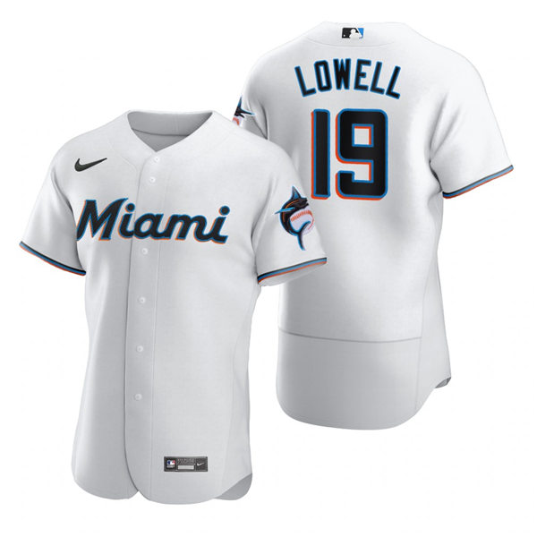 Men's Miami Marlins Retired Player #19 Mike Lowell Nike White Home Flex Base Jersey