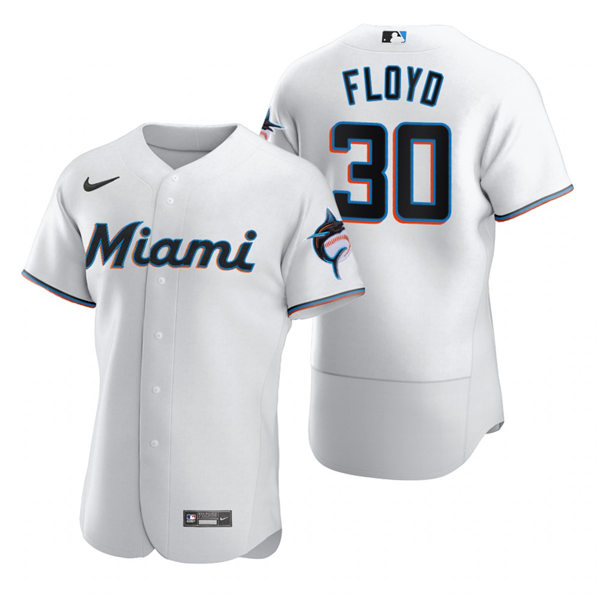Men's Miami Marlins Retired Player #30 Cliff Floyd Nike White Home Flex Base Jersey