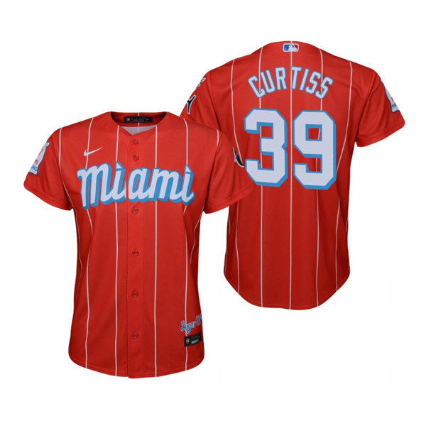 Youth Miami Marlins #39 John Curtiss Nike Red 2021 City Connect Replica Jersey