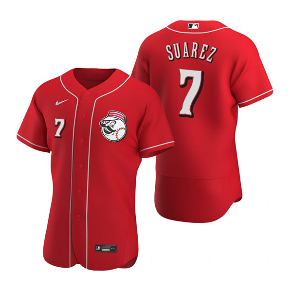 Men's Cincinnati Reds #7 Eugenio Suarez Nike Scarlet Alternate Logo Flex Base Jersey