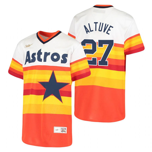 Youth Houston Astros #27 Jose Altuve Nike White Orange Cooperstown Collection Jersey