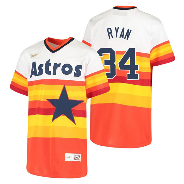 Youth Houston Astros #34 Nolan Ryan Nike White Orange Cooperstown Collection Jersey