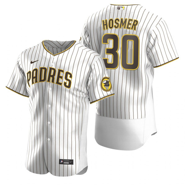 Men's San Diego Padres #30 Eric Hosmer Nike White Brown Home Flex Base Baseball Jersey