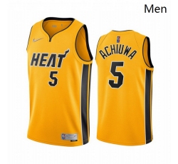 Men Miami Heat 5 Precious Achiuwa Yellow NBA Swingman 2020 21 Earned Edition Jersey