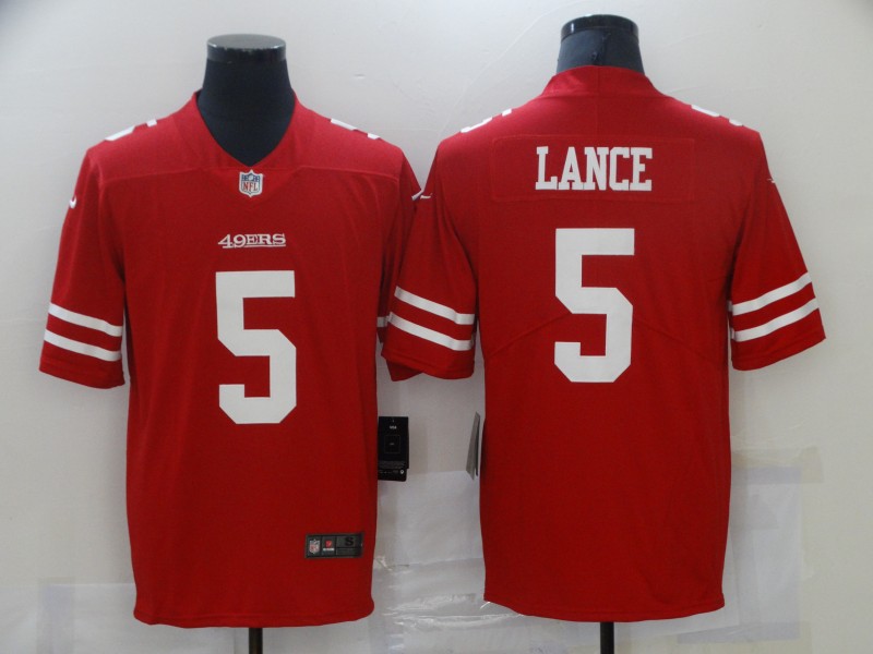 Men's San Francisco 49ers #5 Trey Lance Red Nike Vapor Untouchable Limited Jersey