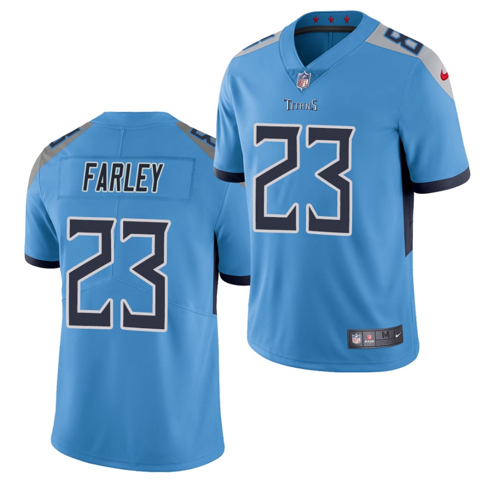Mens Tennessee Titans #23 Caleb Farley Nike Light Blue Vapor Untouchable Limited Jersey
