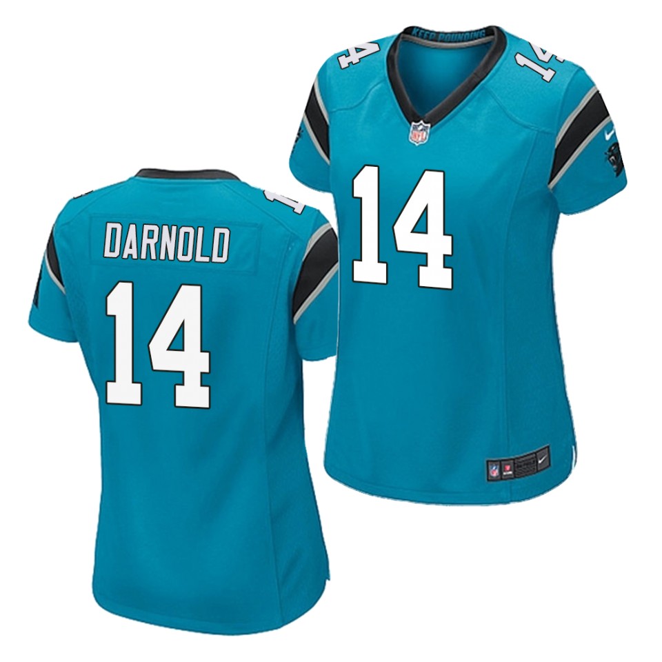 Women's Carolina Panthers #14 Sam Darnold Blue Nike Vapor Untouchable Limited Jersey