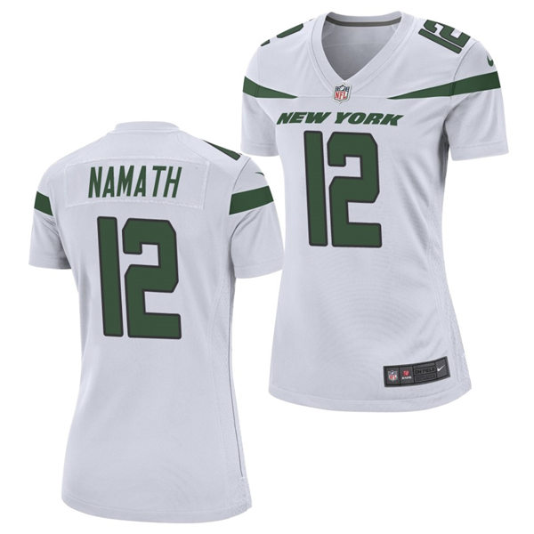 Women's New York Jets Retired Player #12 Joe Namath Nike White Limited Jersey