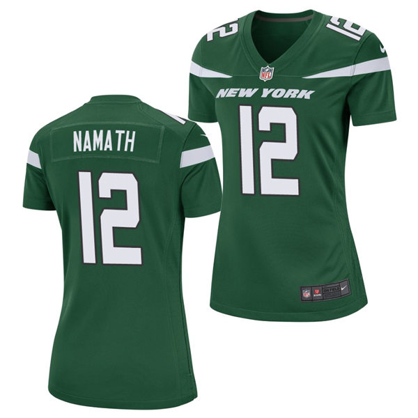 Women's New York Jets Retired Player #12 Joe Namath Nike Gotham Green Limited Jersey