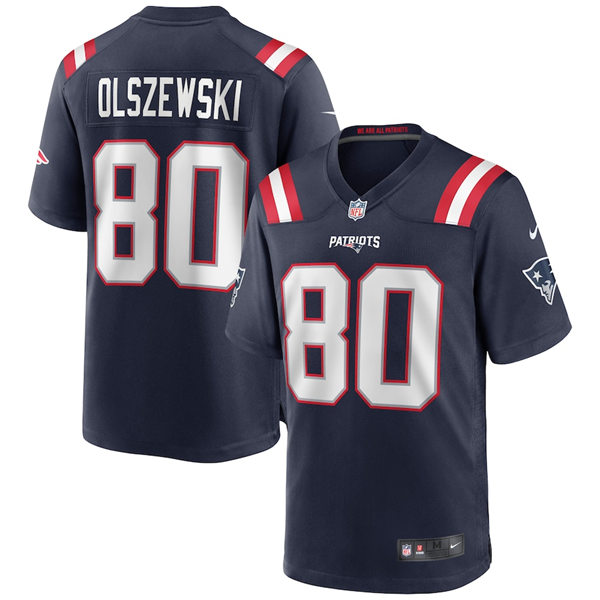 Mens New England Patriots #80 Gunner Olszewski Navy Nike Color Rush Vapor Player Limited Jersey