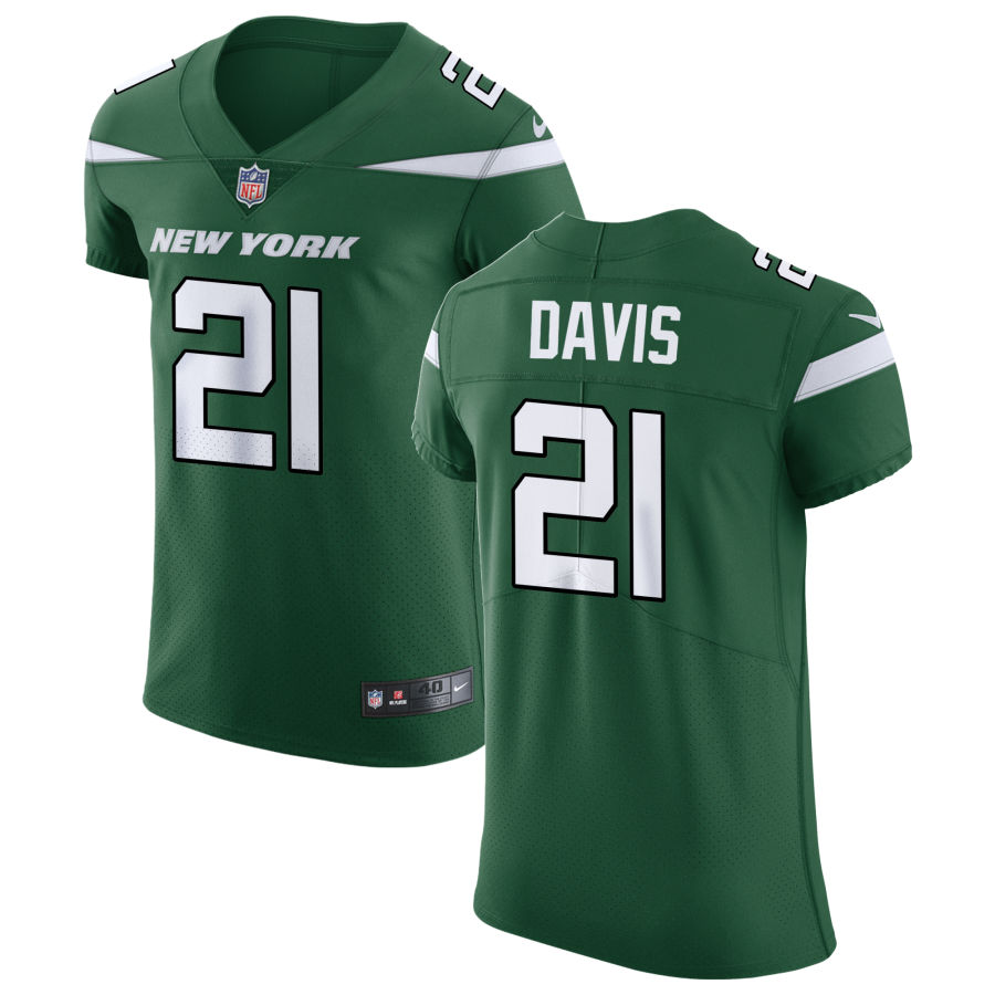 Mens New York Jets #21 Ashtyn Davis Nike Gotham Green Vapor Limited Jersey