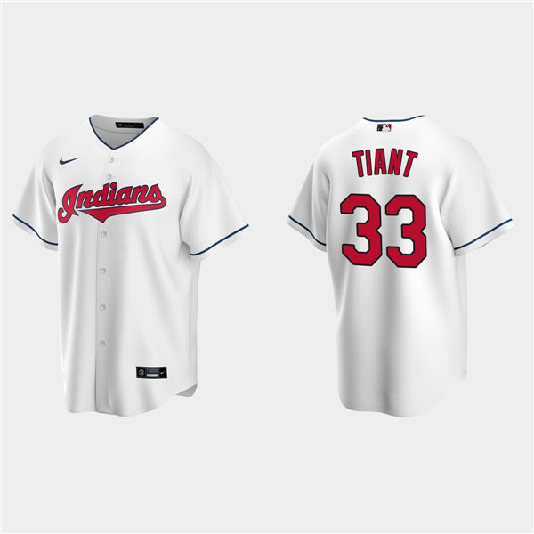 Men's Cleveland Indians Retired Player #33 Luis Tiant Stitched White Nike MLB Cool Base Jersey
