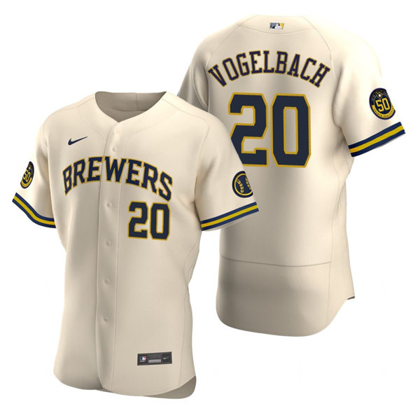 Men's Milwaukee Brewers #20 Daniel Vogelbach Nike Cream Home FlexBase Jersey