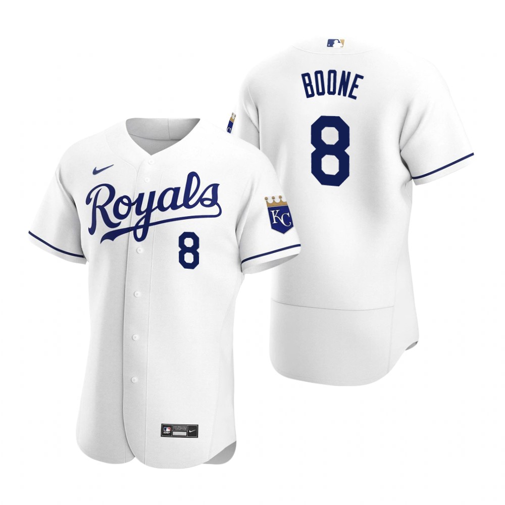 Men's Kansas City Royals Retired Player #8 Bob Boone Stitched Nike White FlexBase Jersey