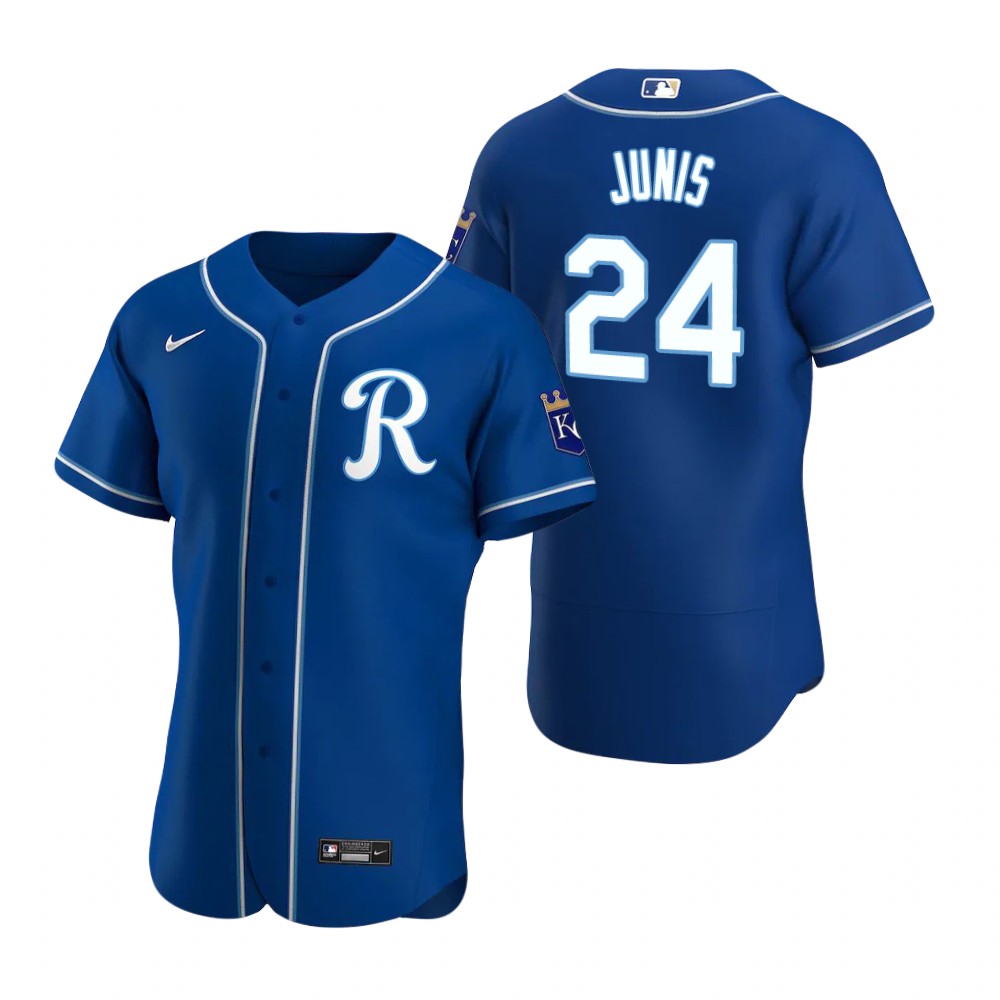 Men's Kansas City Royals #24 Jakob Junis Nike Royal Alternate Flex Base Baseball Jersey
