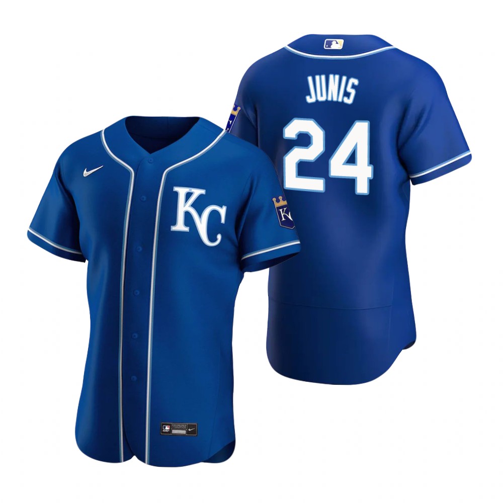Men's Kansas City Royals #24 Jakob Junis Nike Royal Alternate Team Logo Authentic Jersey
