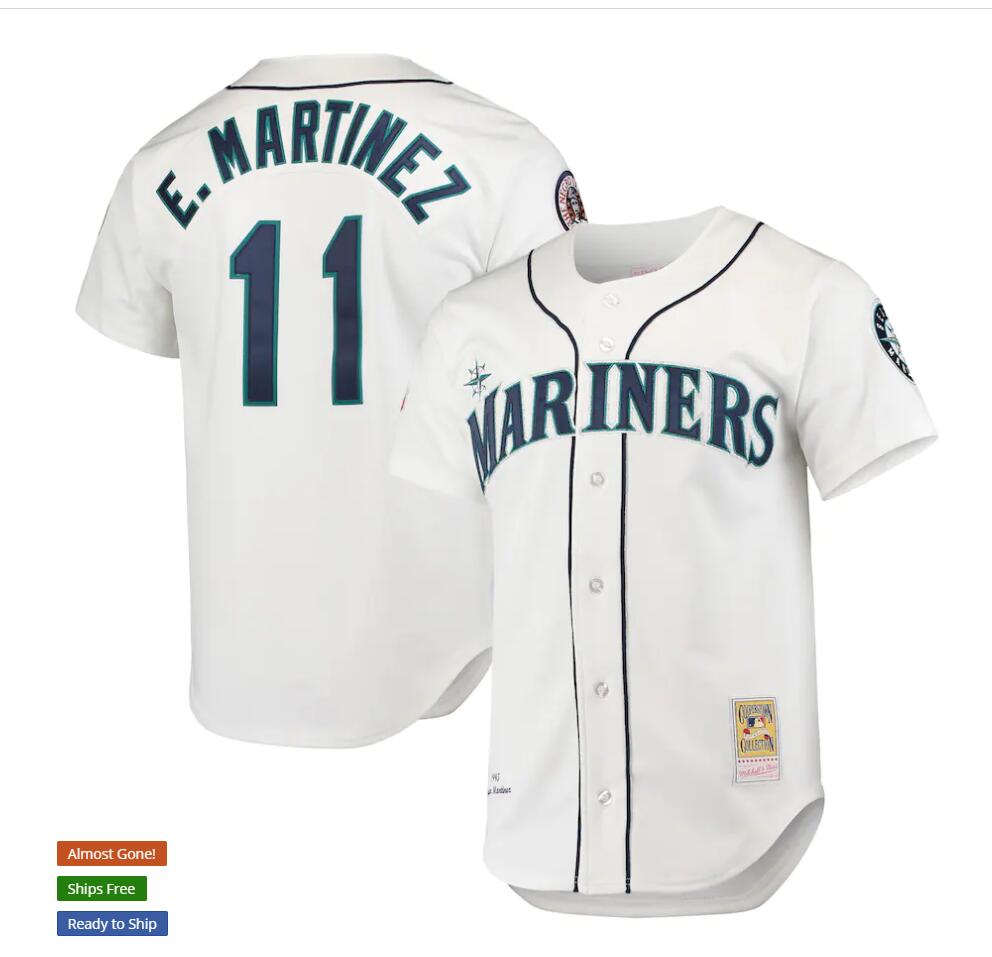 Men's Seattle Mariners Edgar Martinez Mitchell & Ness White 1995 Cooperstown Collection Home Authentic Jersey