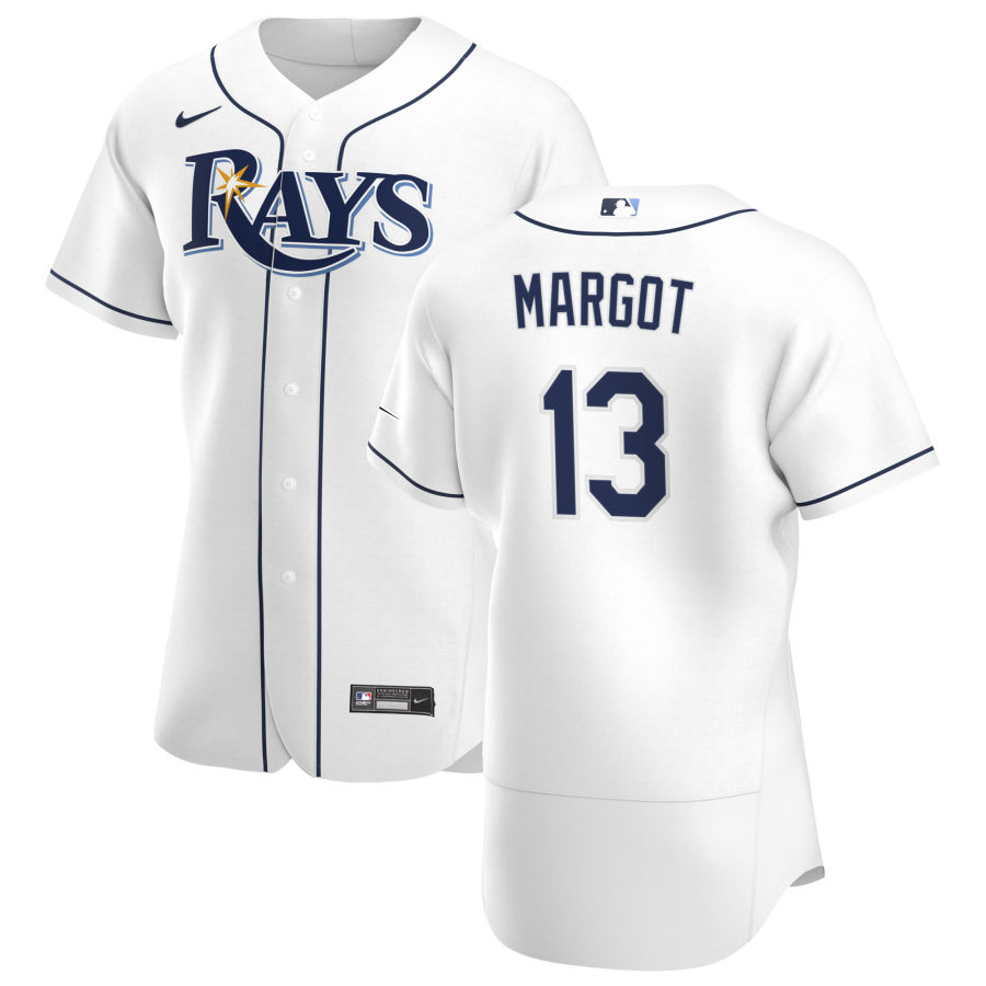 Men's Tampa Bay Rays #13 Manuel Margot Nike White Home FlexBase Baseball Jersey