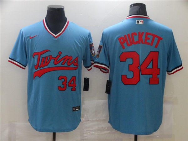 Men's Minnesota Twins #34 Kirby Puckett Nike Blue Cooperstown Collection Jersey