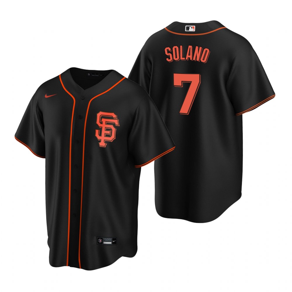 Mens San Francisco Giants #7 Donovan Solano Nike Black Alternate Jersey