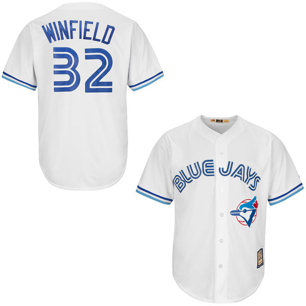 Mens Toronto Blue Jays Retired Player #32 Dave Winfield Majestic White Home Cooperstown Collection Jersey