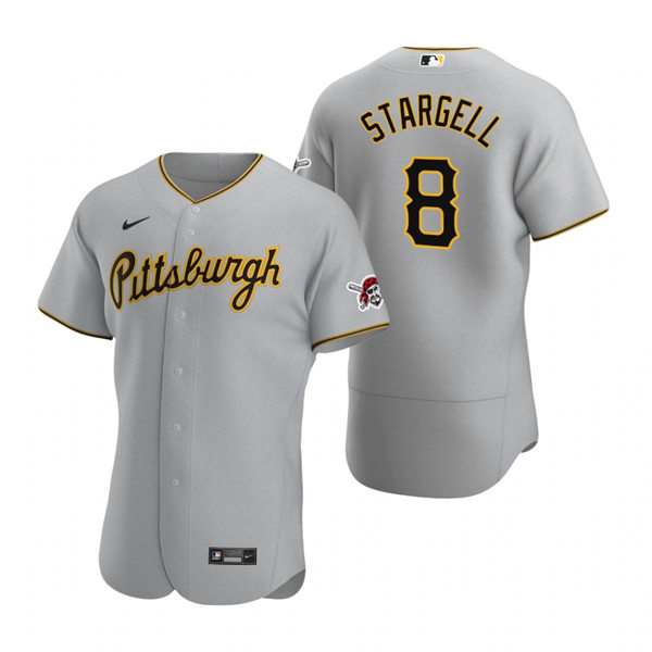 Mens Pittsburgh Pirates Retired Player #8 Willie Stargell Nike Gray Road FlexBase Jersey