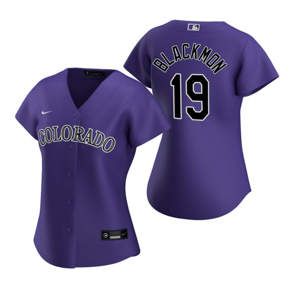 Womens Colorado Rockies #19 Charlie Blackmon Nike Purple Stitched MLB Cool Base Jersey