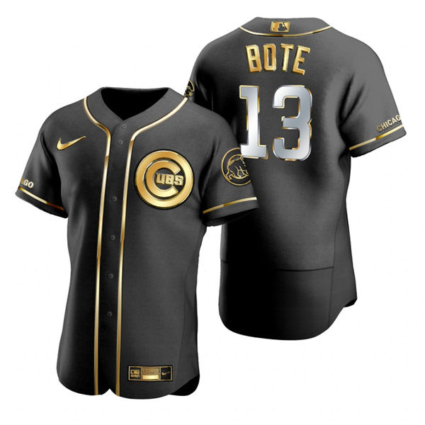 Mens Chicago Cubs #13 David Bote Nike Black Golden Edition Authentic Jersey