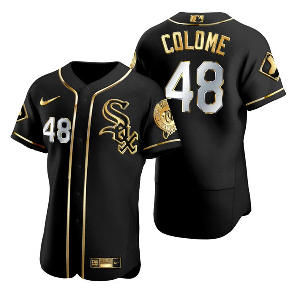 Mens Chicago White Sox #48 Alex Colome Nike Black Golden Edition Stitched Jersey