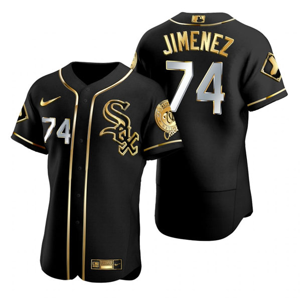Mens Chicago White Sox #74 Eloy Jimenez Nike Black Golden Edition Stitched Jersey