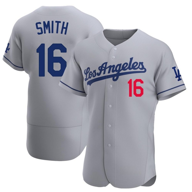 Men's Los Angeles Dodgers #16 Will Smith Grey Los Angeles Nike Flex base Baseball Jersey