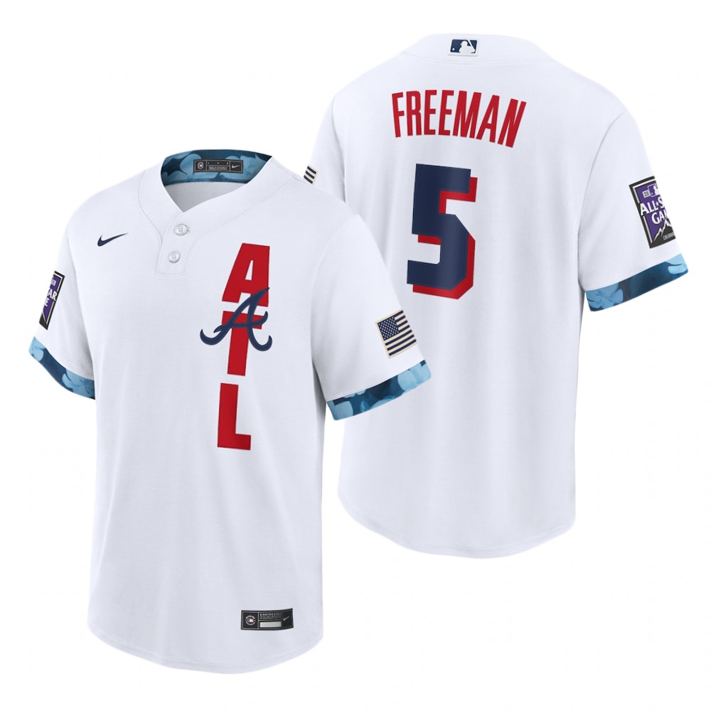 Mens Atlanta Braves #5 Freddie Freeman Nike White 2021 MLB All-Star Game Jersey