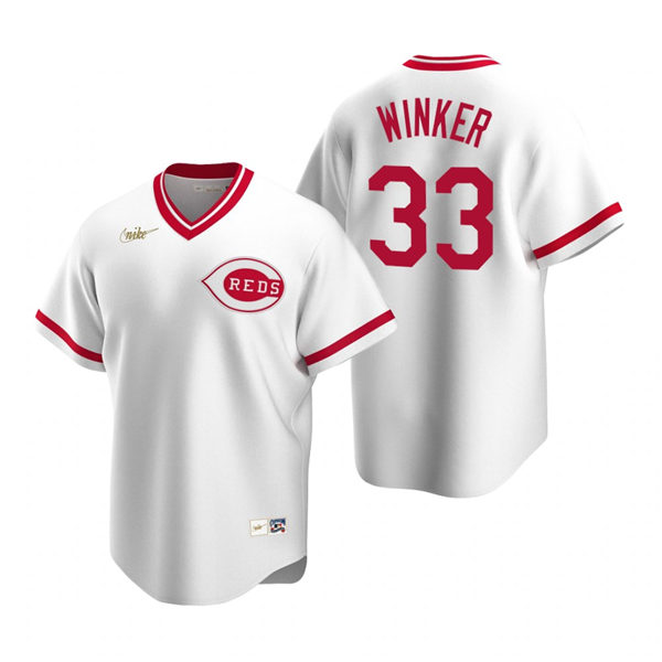 Mens Cincinnati Reds #33 Jesse Winker Nike White Cooperstown Collection Jersey