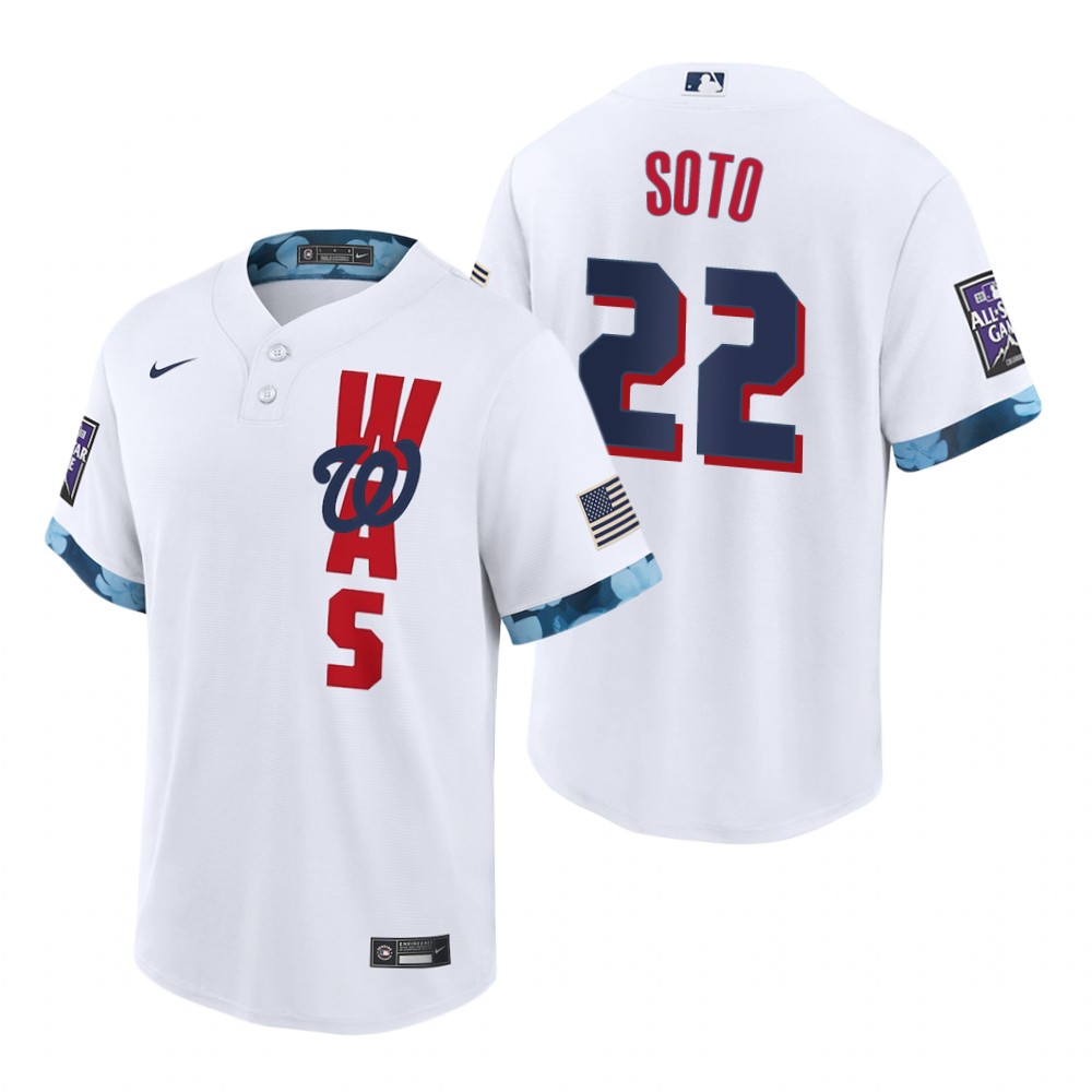 Mens Washington Nationals #22 Juan Soto Nike White Stitched 2021 MLB All-Star Game Jersey
