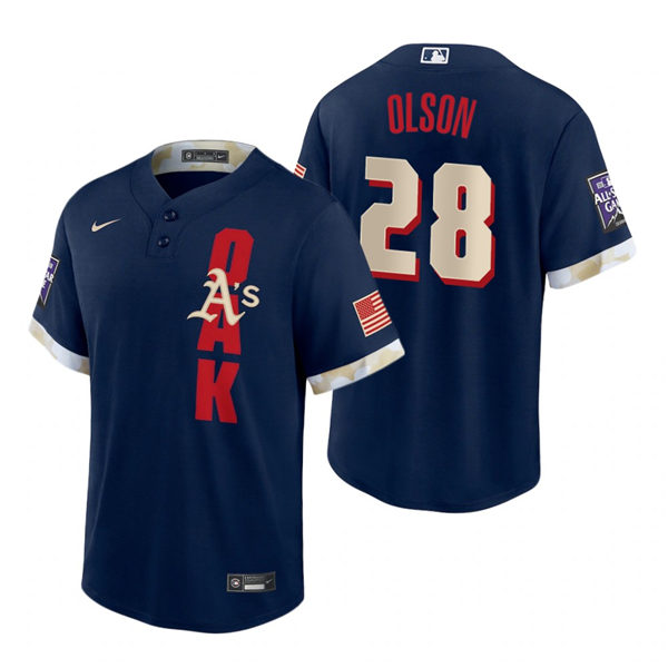 Mens Oakland Athletics #28 Matt Olson Nike Navy Stitched 2021 MLB All-Star Game Jersey
