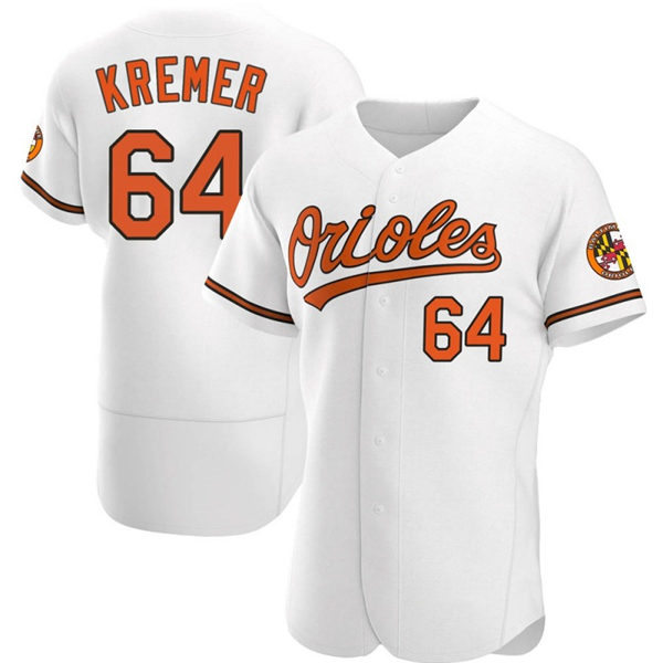 Mens Baltimore Orioles #64 Dean Kremer Nike Home White Flexbase Jersey