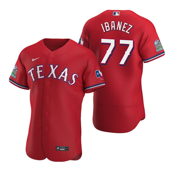 Mens Texas Rangers #77 Andy Ibanez Nike Red Alternate FlexBase Player Jersey