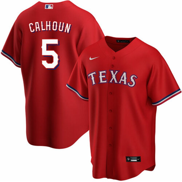 Mens Texas Rangers #5 Willie Calhoun Nike Red Alternate CoolBase Player Jersey
