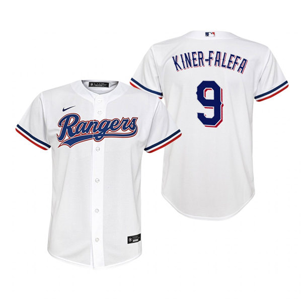 Youth Texas Rangers #9 Isiah Kiner-Falefa Nike White Home Stitched Jersey