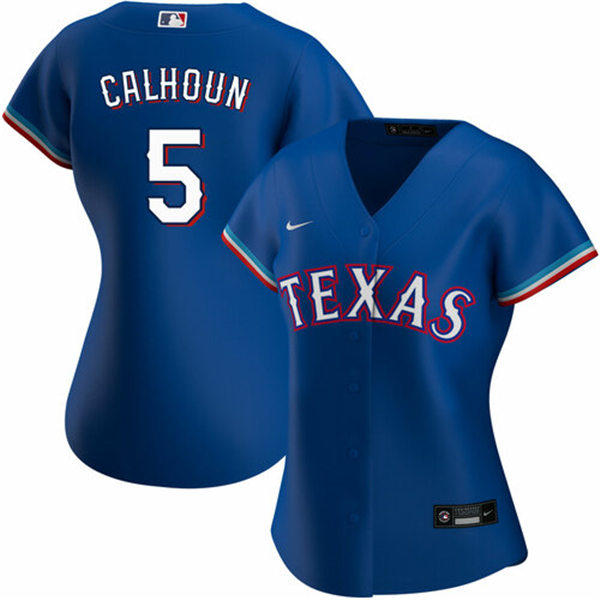 Womens Texas Rangers #5 Willie Calhoun Nike Roayl Alternate Stitched Jersey