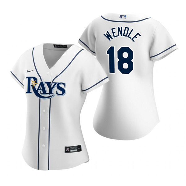 Womens Tampa Bay Rays #18 Joey Wendle Nike White Home Stitched Jersey