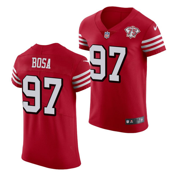 Mens San Francisco 49ers #97 Nick Bosa Nike Scarlet Retro 1994 75th Anniversary Throwback Classic Limited Jersey