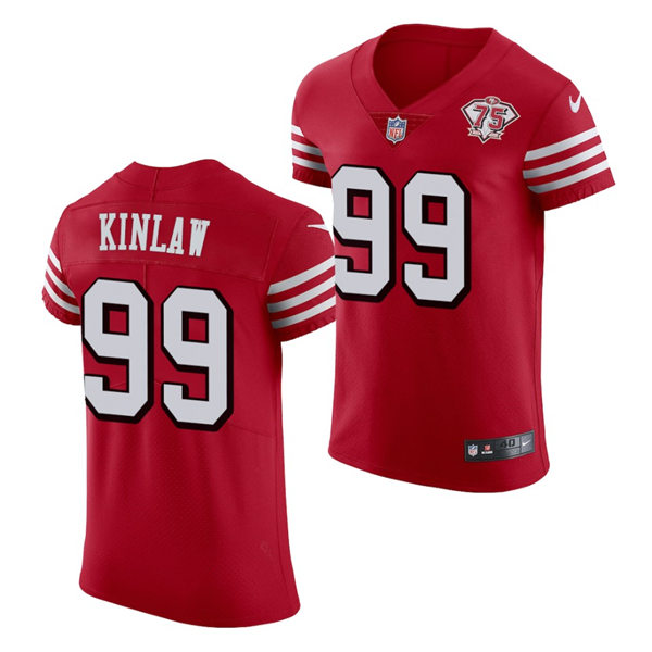 Mens San Francisco 49ers #99 Javon Kinlaw Nike Scarlet Retro 1994 75th Anniversary Throwback Classic Limited Jersey