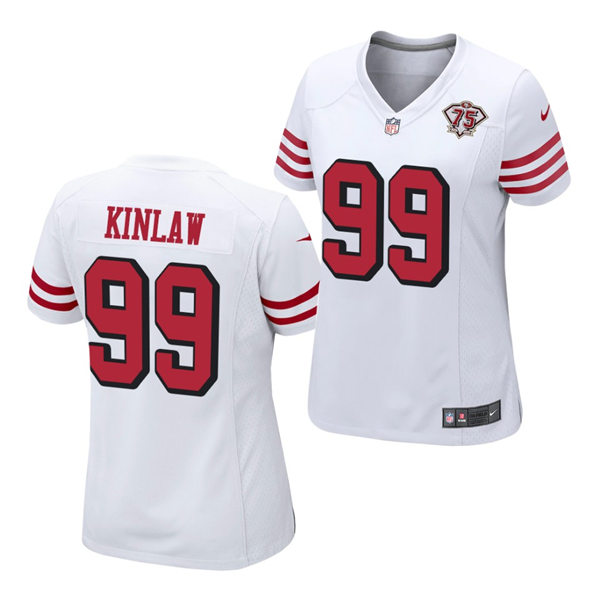 Womens San Francisco 49ers #99 Javon Kinlaw Nike White Retro 1994 75th Anniversary Throwback Classic Limited Jersey