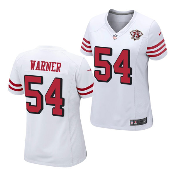 Womens San Francisco 49ers #54 Fred Warner Nike White Retro 1994 75th Anniversary Throwback Classic Limited Jersey