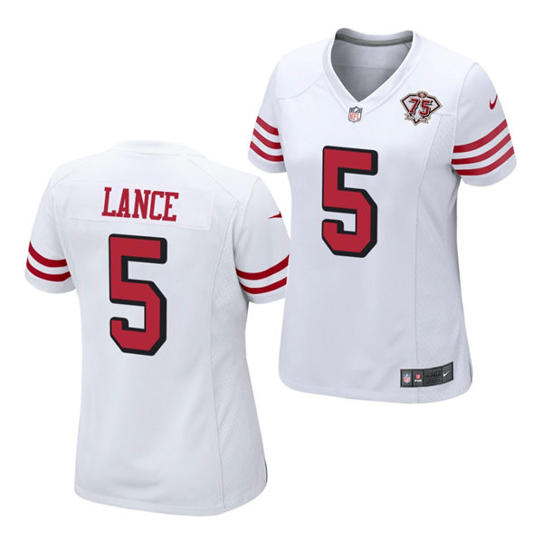 Womens San Francisco 49ers #5 Trey Lance White Retro 1994 75th Anniversary Throwback Classic Limited Jersey