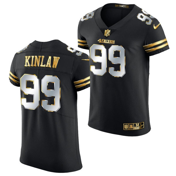 Mens San Francisco 49ers #99 Javon Kinlaw 2021 Nike Black Golden Edition Vapor Limited Jersey