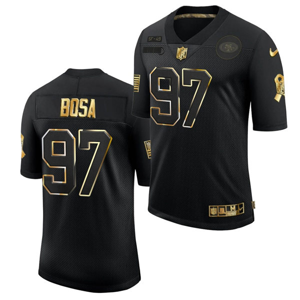 Mens San Francisco 49ers #97 Nick Bosa Nike 2020 Salute to Service Black Golden Limited Jersey