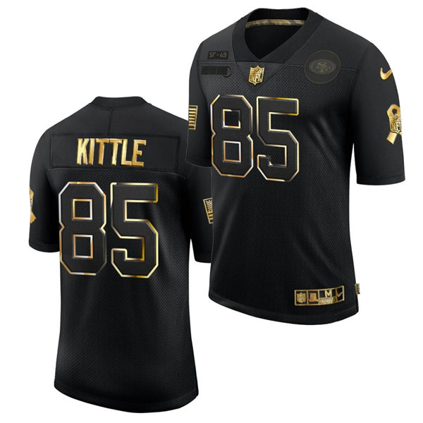 Mens San Francisco 49ers #85 George Kittle Nike 2020 Salute to Service Black Golden Limited Jersey