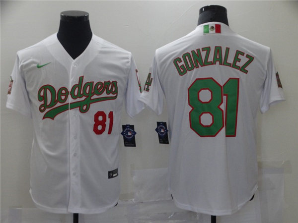 Mens Los Angeles Dodgers #81 Victor Gonzalez Nike White Heritage Player Jersey